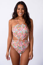 Load image into Gallery viewer, Multicolor Floral Print O-ring Lace-up Backless One Piece Swimsuit | Swimwear/One Piece Swimsuit
