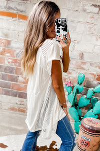 White Tunic Top | White Hollow Knit Keyhole Back Tunic Top