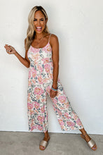 Load image into Gallery viewer, White Floral Spaghetti Straps Wide Leg Jumpsuit | Bottoms/Jumpsuits &amp; Rompers
