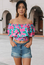 Load image into Gallery viewer, Rose Floral Off-Shoulder Tiered Ruffle Blouse | Tops/Blouses &amp; Shirts
