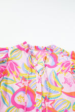 Load image into Gallery viewer, Floral Print Dress | Pink Abstract Flutter Sleeve Buttoned Dress
