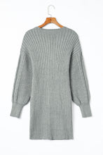 Load image into Gallery viewer, Gray Cable Ribbed Knit V Neck Bodycon Sweater Dress | Dresses/Sweater Dresses
