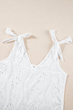 Load image into Gallery viewer, V Neck Tank Top | White Embroidery Patterned Knotted Straps
