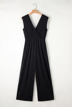 Load image into Gallery viewer, Black Deep V Pleated Crisscross Wide Leg Backless Jumpsuit | Bottoms/Jumpsuits &amp; Rompers
