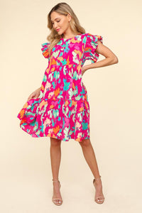 Ruffled Dress | Printed Tiered Dress with Side Pockets