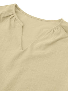 Ruffled Notched Petal Sleeve Blouse | Tops/Tank Tops
