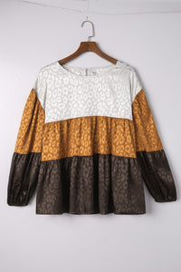 Leopard Color Block Balloon Sleeve Blouse | Tops/Blouses & Shirts