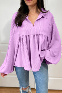 Texture Collared Neck Blouse