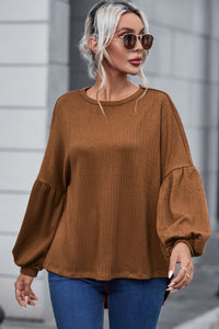 Faux Knit Jacquard Puffy Long Sleeve Top | Tops/Long Sleeve Tops