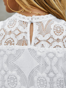 Sheer Lace Top | Round Neck Tank Blouse