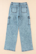 Load image into Gallery viewer, Sky Blue Cool Cargo Style Wide Leg Jeans | Bottoms/Jeans
