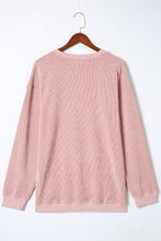 Load image into Gallery viewer, Pullover Sweatshirt | Pink Solid Ribbed Knit Round Neck
