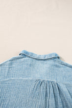 Load image into Gallery viewer, Beau Blue Mineral Wash Crinkle Split Neck Raw Hem Tiered Dress | Dresses/Mini Dresses

