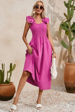 Load image into Gallery viewer, Maxi Dress | Rose Solid Color Ruffled Straps Dress
