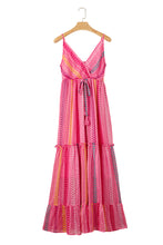 Load image into Gallery viewer, Pink Western Printed Tassel Tie V Neck Wrap Maxi Dress | Dresses/Maxi Dresses
