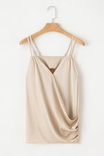 Load image into Gallery viewer, Satin Cami Top | Apricot Wrap V Neck Ruched Blouse
