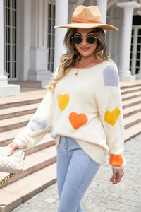 Heart Pattern Long Sleeve Sweater