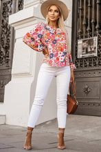 Load image into Gallery viewer, Fiery Red Floral Crewneck Long Sleeve Blouse | Tops/Blouses &amp; Shirts
