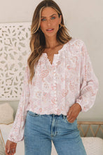 Load image into Gallery viewer, Bubble Sleeve Blouse | Pink Paisley Print Buttons
