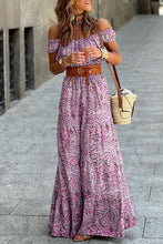 Load image into Gallery viewer, Pink Boho Paisley Print Off Shoulder Maxi Dress | Dresses/Floral Dresses
