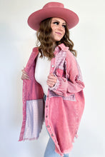 Load image into Gallery viewer, Pink Denim Jacket | Retro Distressed Patchwork Denim Jacket
