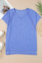 Load image into Gallery viewer, Oversized Blue Top  | Sky Blue Crochet Lace Detail Tee
