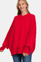 Load image into Gallery viewer, Cozy Red Oversize Sweater with Side Slits
