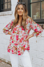 Load image into Gallery viewer, Babydoll Top | Floral V-Neck Tiered Blouse
