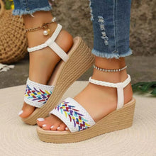 Load image into Gallery viewer, Open Toe Wedge Woven Sandals
