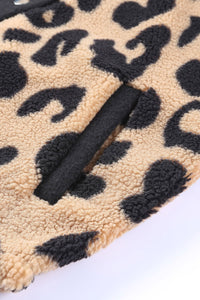 Black Contrast Trimmed Leopard Teddy Shacket | Outerwear/Jackets