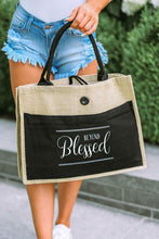 Load image into Gallery viewer, Black Weekend Bag | Black Blessed Printed Vintage Tote Bag
