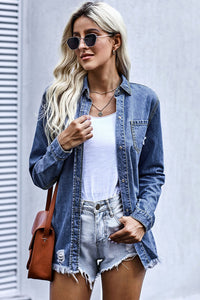 Blue Ripped Denim Jacket | Outerwear/Denim jackets