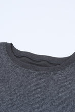 Load image into Gallery viewer, Pullover Sweatshirt | Gray Solid Ribbed Knit Round Neck
