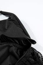 Load image into Gallery viewer, Black Lace Patchwork Short Sleeve Surplice Neck Monokini
