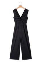 Load image into Gallery viewer, Black Deep V Pleated Crisscross Wide Leg Backless Jumpsuit | Bottoms/Jumpsuits &amp; Rompers
