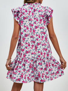 Womens Mini Dress | Tied Floral Cap Sleeve Mini Dress | Mini Dress