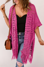 Load image into Gallery viewer, Openwork Open Front Cardigan with Fringes
