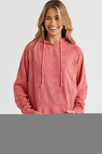 Mineral Wash Kangaroo Pocket Drawstring Pullover Hoodie | Tops/Sweatshirts & Hoodies