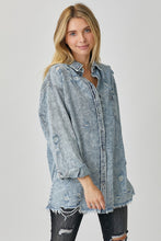 Load image into Gallery viewer, RISEN Distressed Raw Hem Denim Shirt
