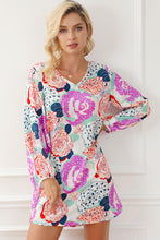 Load image into Gallery viewer, Floral Print Dress | Multicolor Bubble Sleeve Blooming Flowers
