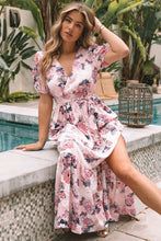 Load image into Gallery viewer, Womens Maxi Dress | Pink Floral Puff Sleeve High Waist Maxi Dress | Dresses/Floral Dresses
