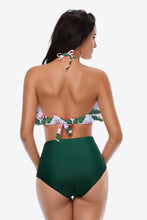 Load image into Gallery viewer, Womens Swimsuit | Two-Tone Ruffled Halter Neck Two-Piece Swimsuit
