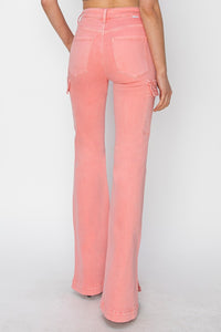 RISEN Pink Jeans | High Rise Side Slit Cargo Jeans