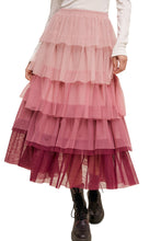 Load image into Gallery viewer, Maxi Skirt | Pink Gradient Ruffle Tiered Mesh
