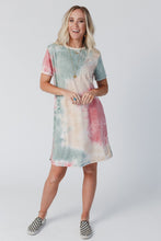 Load image into Gallery viewer, Multicolor Tie Dye Oversized Slit Tee Dress | Dresses/T Shirt Dresses
