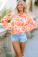 Load image into Gallery viewer, Orange Floral Bishop Sleeve Button Up Shirt | Tops/Blouses &amp; Shirts
