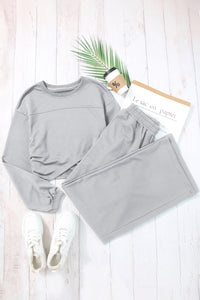 Activewear Set | Light Grey Criss Cross Crop Top and Pants