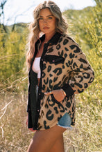 Load image into Gallery viewer, Black Contrast Trimmed Leopard Teddy Shacket | Outerwear/Jackets
