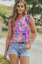 Load image into Gallery viewer, Rose Floral Print Tank Top with Ruffles | Tops/Tank Tops
