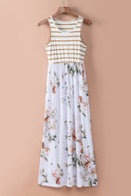 Load image into Gallery viewer, White Striped Floral Print Sleeveless Maxi Dress with Pocket
